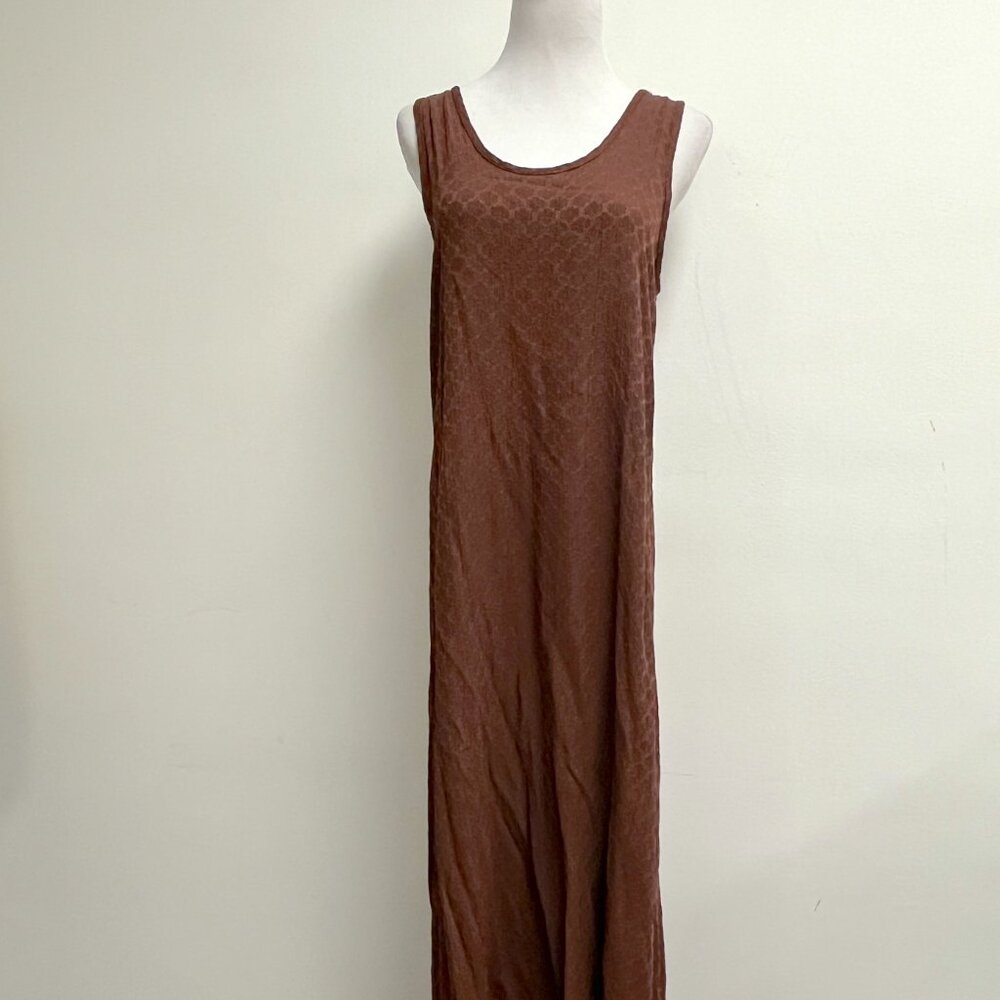 Citron brown textured sleeveless maxi dress rayon  sleeveless L
